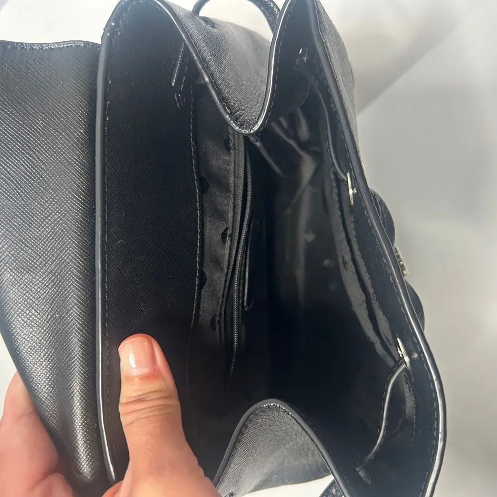 Kate Spade Black Saffiano Leather Flap Backpack